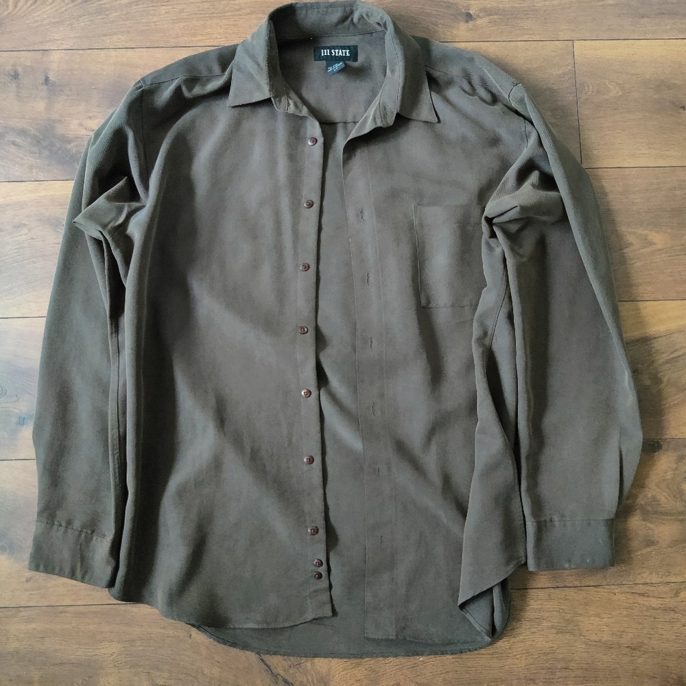 111 STATE Olive Green Button Up